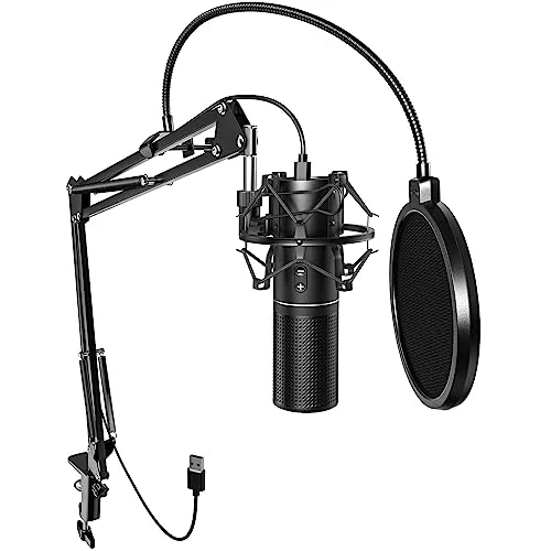 TONOR Micrófono USB para Juegos, PC, Podcast Condensador Microphone Kit Cardioide con Brazo Soporte Protección Brodcasting Mic Studio Micro Micrófono para Streaming Youtube Twitch, Q9 Nuevo Modelo