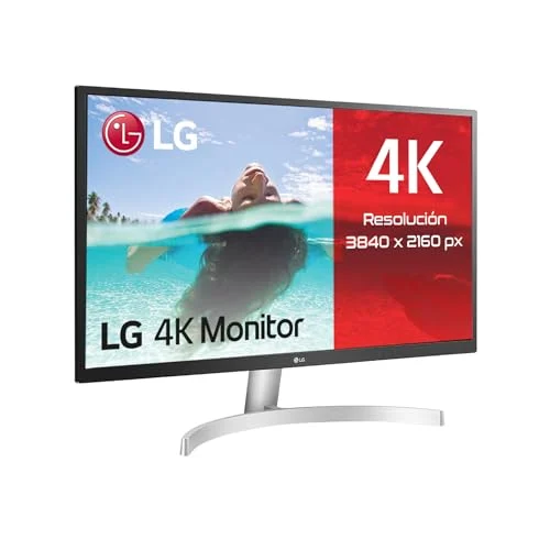 LG 27UL500-W - Monitor 27 pulgadas UHD, Panel IPS: 3840x2160, 60Hz, 5 ms, 1000:1, 300nit, sRGB 98%, 16:9, HDMI, DisplayPort, Conectividad Universal, Inclinación Ajustable, Color Blanco