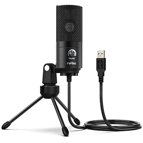 FIFINE Micrófono USB, micrófono condensador de PC con soporte, grabación de calidad de estudio, micrófono USB para podcast, estudio, streaming, transmisión, YouTube, vídeo, juegos, negro K669B