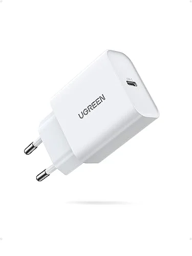 UGREEN 20W Cargador Carga Rapida, Enchufe USB Tipo C Compatible iPhone 16 Plus Max/15/14/13/12, iPad Pro/Mini, Galaxy S23/S22/S21/S20, Xiaomi Mi 11, Pixel 7/6A