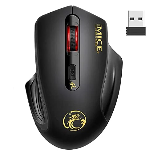 iAmotus Ratón Inalámbrico, 2.4GHz Wireless Ratón Silencioso Óptico 3DPI de Ajustable con Receptor Nano USB de Mouse Ergonómico para PC, Desktop, Laptop, Windows, Linux, Vista, Mac