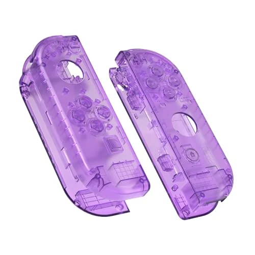 eXtremeRate Carcasa Transparente para Nintendo Switch & OLED Accesorios Funda de Agarre Shell Placa con Botones para Nintendo Switch Joycons OLED No Incluye Carcasa de Consola(Violeta)