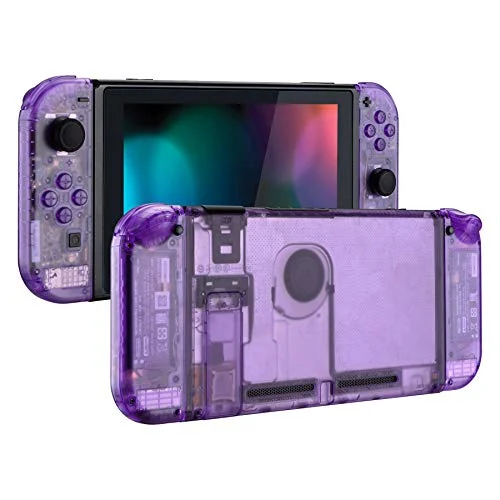 eXtremeRate Carcasa Transparente para Nintendo Switch Accesorios Funda Protector Shell Placa de reemplazo con Botones para Nintendo Switch Consola Joycons Control(Violeta)