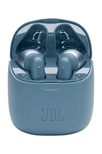 JBL Tune 220 Auriculares inalámbricos con Bluetooth y JBL Pure Bass Sound, 20 h de música continua y estuche de carga inteligente, azul