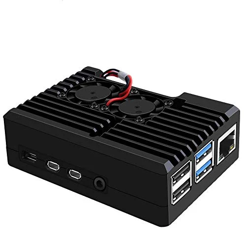 GeeekPi Raspberry Pi 4 Caja con Doble Ventilador, Raspberry Pi 4 Caja de Aluminio con Ventilador de enfriamiento para Raspberry Pi 4 Modelo B (2510 Ventilador)