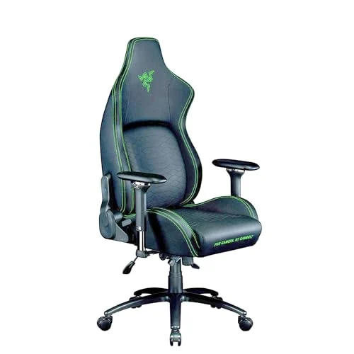 Razer Iskur - Silla de juego premium con soporte lumbar (silla de escritorio, cuero sintético, acolchado de espuma, cojín para la cabeza) Verde