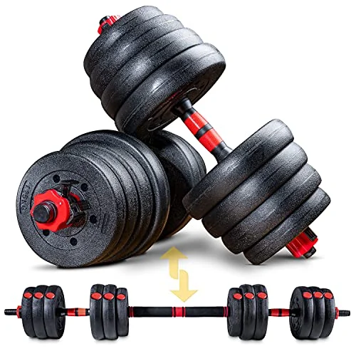 Sportstech Juego de Mancuernas innovadoras 2en1 AH150 | Mancuernas y Pesas | Set de Mancuernas de 20kg, 30kg y 40kg| Cierre de seguridad + Conector extra Largo 400mm | Fitness para hombres y mujeres