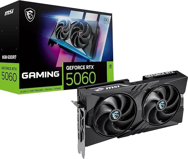 MSI GeForce RTX 5060 8G Gaming OC, Tarjeta gráfica - NVIDIA 5060, 8GB GDDR7, 28 Gbps,Pcie 5 para PC