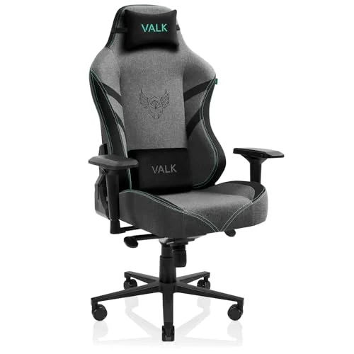 VALK Freya - Silla Gaming Tela Transpirable Ergonomica Profesional, Reclinable 160º, Reposabrazos 4D, Cojines Memory Foam, Silla Gamer Silla Escritorio Oficina, Creada en España (Gris)