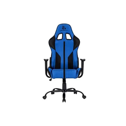 NEWSKILL Silla Gaming Tela Horus Zephyr, Reclinable 180º, Altura Ajustable, Ergonómica, Reposabrazos Fijos, Cojín Lumbar y Cervical Extraíbles, Ergonómica, Pistón Clase 4, Silla Gamer Azul Oscuro