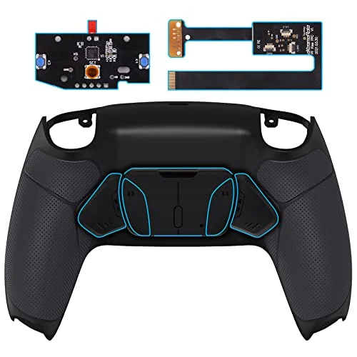 eXtremeRate Goma Grip Programable RISE4 Remap Kit para ps5 Mando Modelo BDM-010 BDM-020 Actualización Board & Carcasa Trasera & 4 Palancas Botones Accesorios para ps5 Control-NO Incluye Mando(Negro)
