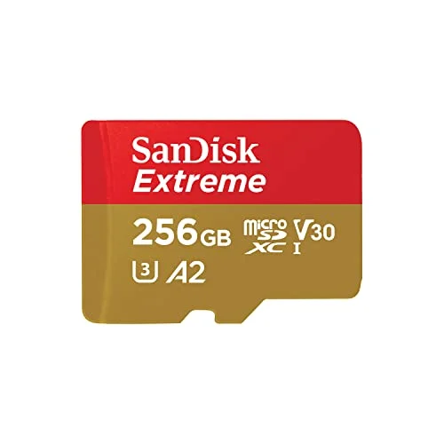 SanDisk 256GB Extreme tarjeta microSDXC + adaptador SD + RescuePro Deluxe hasta 190 MB/s con Clase A2 de rendimiento de las aplicaciones UHS-I Class 10 U3 V30
