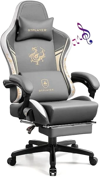 GTPLAYER Silla Gaming Silla Gamer Ergonómicos con Altavoces Bluetooth y Reposapiés Reclinable