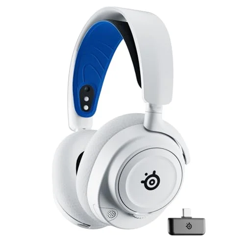 SteelSeries Arctis Nova 7P Wireless - Cascos PS5 Inalámbricos - Controladores magnéticos de neodimio - 2,4GHz + Bluetooth - 38h batería- Micro ClearCast Gen2 IA - PS5, PC, Switch 2, VR, móvil - Blanco