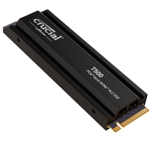 Crucial T500 SSD 1TB PCIe Gen4 NVMe M.2 PS5 Interno Gaming con Disipador, Hasta 7300 MB/s, Compatible PlayStation 5, TLC NAND, Ordenador de Sobremesa, Disco Duro SSD - CT1000T500SSD5