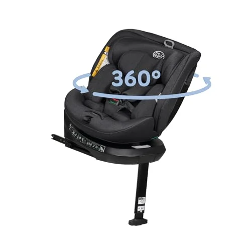 Ms Denver I-Size Silla de Coche Giratoria 360º con ISOFIX y Pata de apoyo, 40-150cm (0~36kg), Aprox. 0-12 años