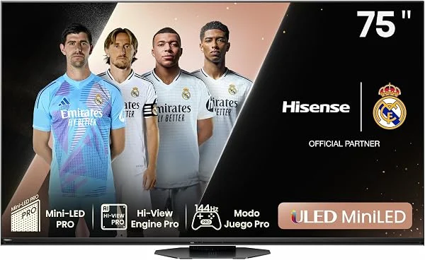 Hisense 75U8NQ - Mini-LED Televisor, 75 Pulgadas,con Quantum Dot Colour, 2.1.2 Sonido multicanal, Modo Juego de 144Hz VRR 240 fps, Dolby Vision IQ & Dolby Atmos, Procesador Hi-View Engine