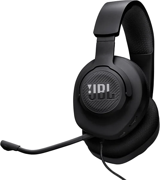 JBL Quantum 100M2 cascos circumaurales para gaming, JBL QuantumSOUND Signature, cable de audio de 3.5 mm, compatibles con múltiples plataformas, micrófono desmontable, función de silencio, negro