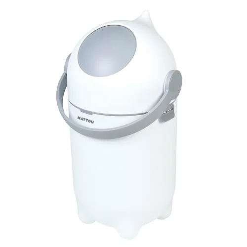 Nattou Cubo de pañales Dropy, antiolor, fácil de abrir con una mano, 49,5 x 28 cm, polipropileno/ABS, blanco