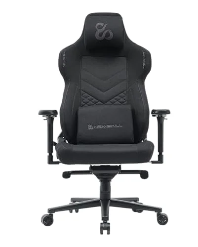 NEWSKILL Banshee Pro – Silla Gaming con Reclinación 180°, Reposabrazos 4D, Soporte Lumbar, Tela Transpirable, Color Negro