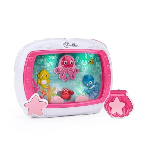 Baby Einstein Sea Dreams Soother Máquina Ruido Blanco Bebé Juguete Cuna – Maquina Ruido Blanco Bebé Con Control Remoto, Luces, Música y Sonidos Marinos para Dormir Recién Nacidos y Más, Rosa