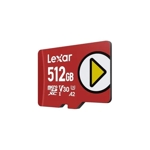 Lexar Play Tarjeta Micro SD 512GB, microSDXC UHS-I, hasta 205 MB/s lectura,140 MB/s escritura, Clase 10, U3, V30, A2, Vídeo 4K, Tarjeta de alta velocidad para Switch/Portable Gaming Devices/Smartphone