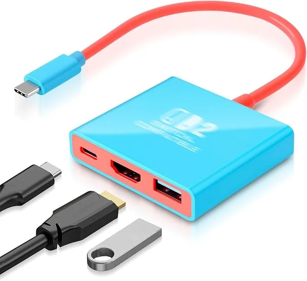 USB-C Dock para Switch 2, Switch OLED y Steam Deck 4K HDMI con 100 W PD | Mini USB-C Dock con 4K HDMI, 100W PD Carga para Switch 2, Switch OLED, Steam Deck y Gaming-Handhelds