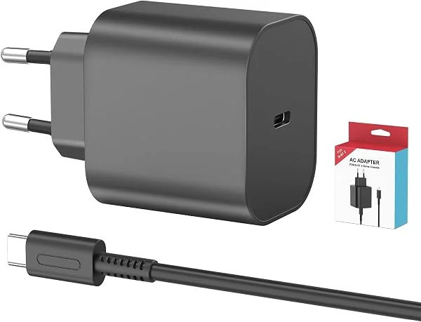 Cargador para Nintendo Switch 2, Adaptador AC 60W Carga Rápida con Cable USB C de 1.5M/5FT, Compatible con Nintendo Switch/OLED/Lite/Dock/Pro Controller/Deck - Soporta Modo TV 4K
