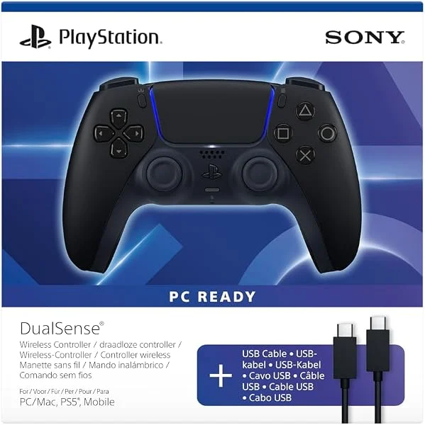 Mando inalámbrico DualSense®: Midnight Black + cable USB para PC