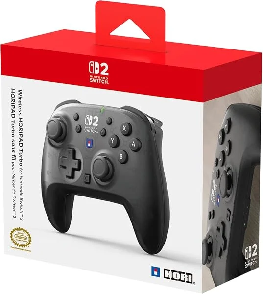 Hori - Mando inalámbrico HORIPAD Turbo Negro (Nintendo Switch 2/Nintendo Switch) - Licencia oficial